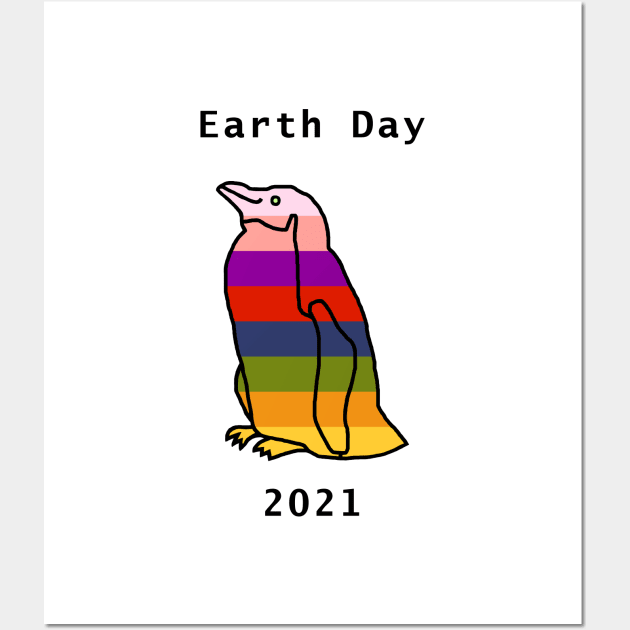 Rainbow Penguin for Earth Day 2021 Wall Art by ellenhenryart